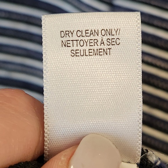 Banana Republic Dress 6P Fit & Flare A-Line Knee Length Navy Blue White Ribbed - Picture 11 of 11